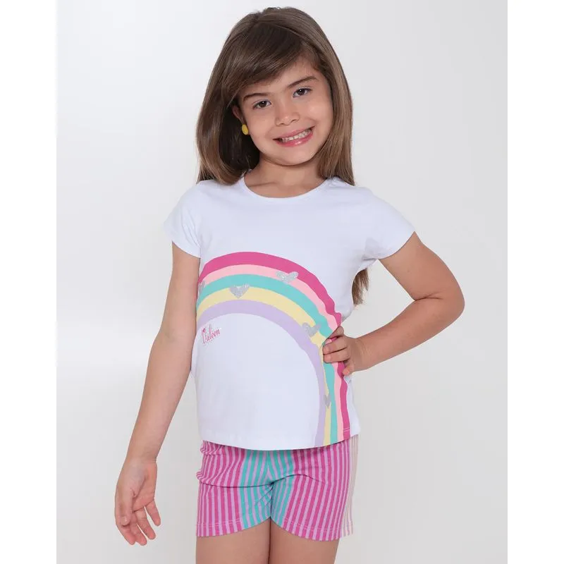 Conjunto Infantil Curto Arco Íris Branco 6