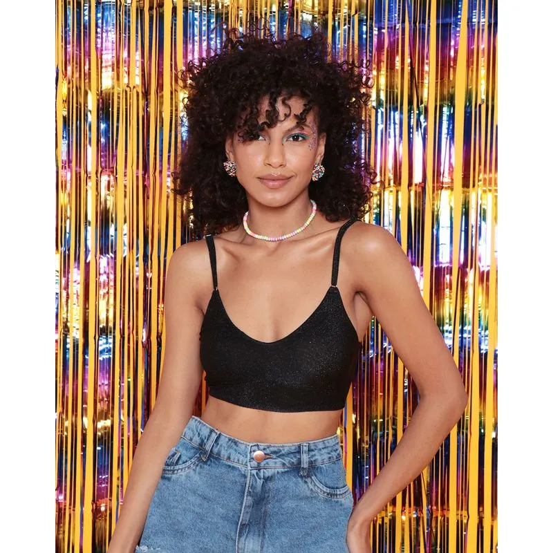 Top Feminino Lurex Sem Bojo Preto 44