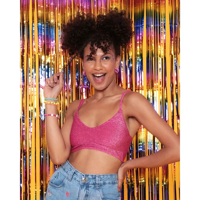 Top Feminino Lurex Sem Bojo Rosa 44
