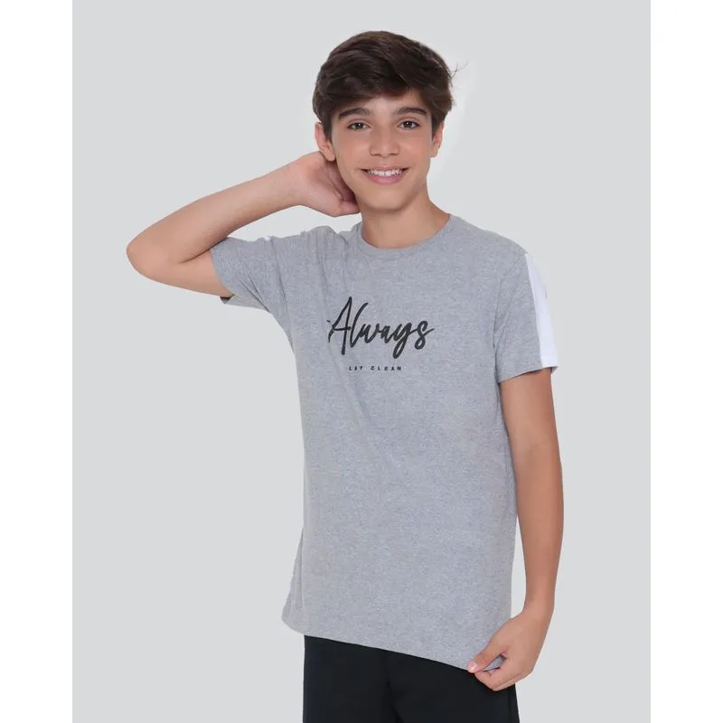 Camiseta Juvenil Estampada Cinza 12
