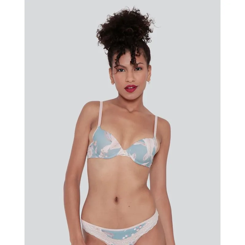 Sutiã Feminino Push Up Com Bojo Floral Verde 40