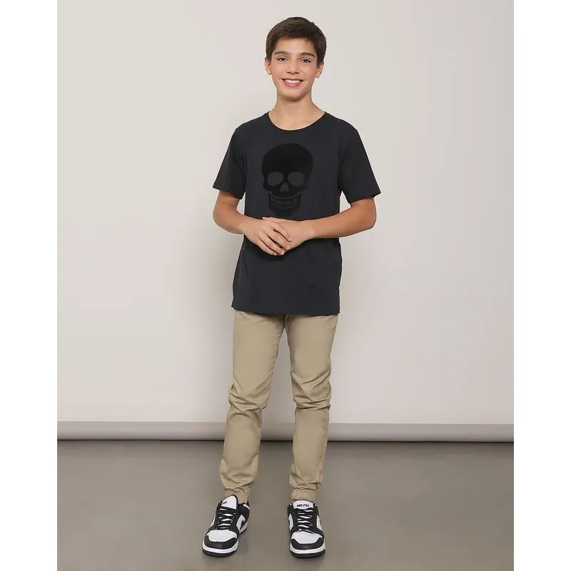 Calça Sarja Juvenil Jogger Caqui 12