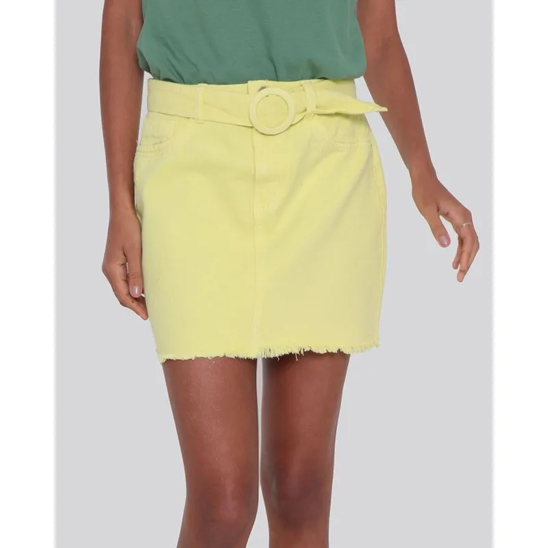 Saia Sarja Feminina Barra Desfiada Verde Neon 44