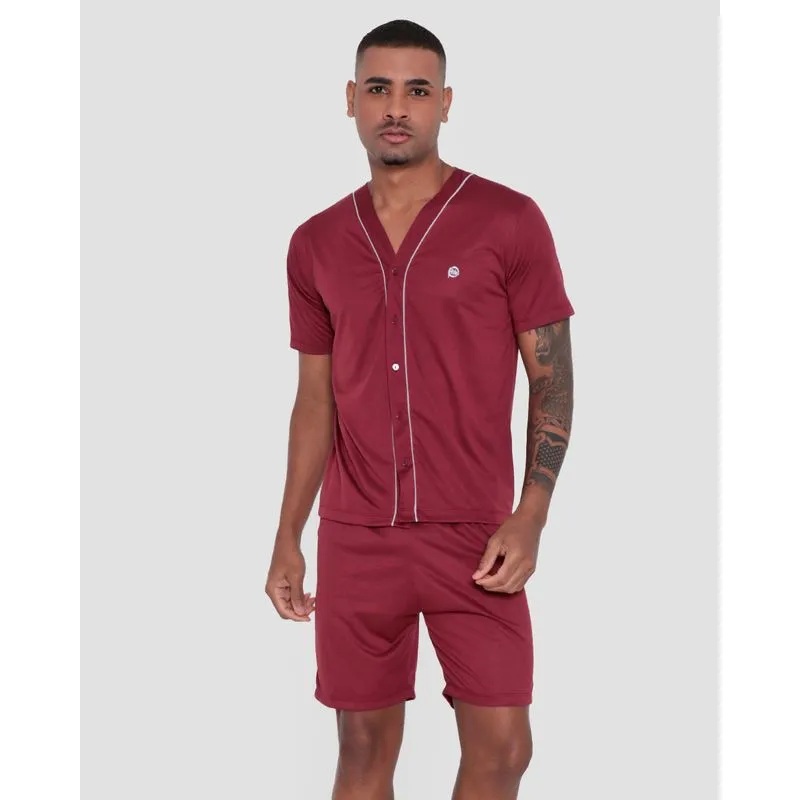 Pijama Masculino Abertura Por Botões Vinho G