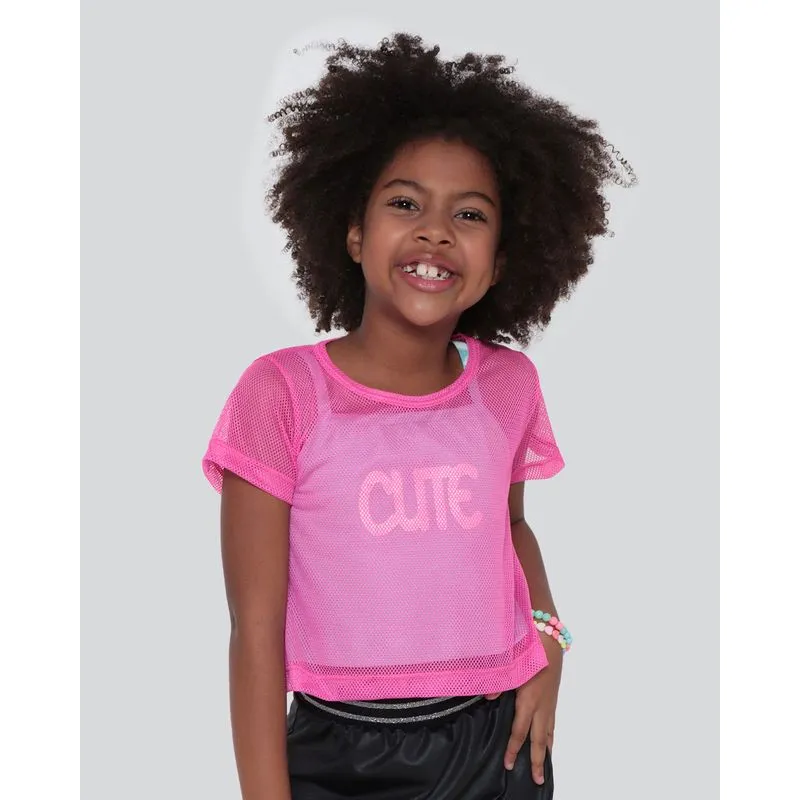 Blusa Infantil Sobreposição Tela Rosa 4