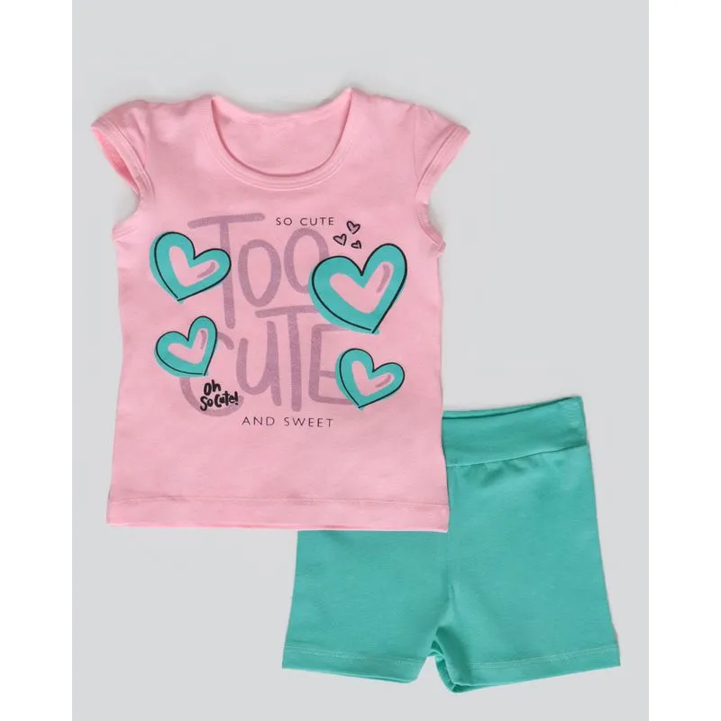 Conjunto Bebê Estampa Corações Rosa 1