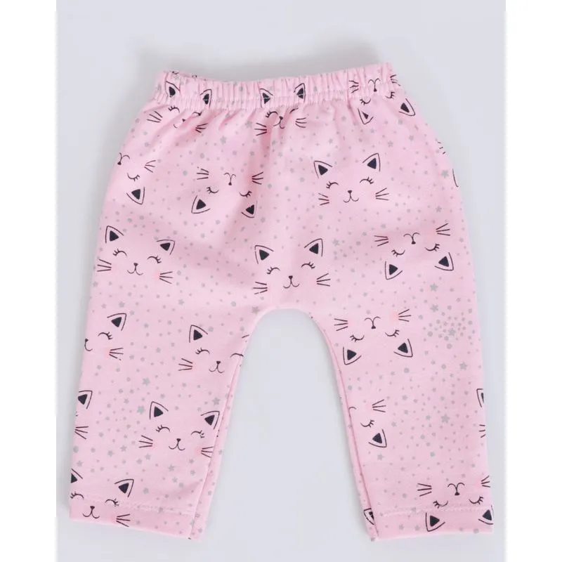 Calça Bebê Moletom Gatinha Rosa P