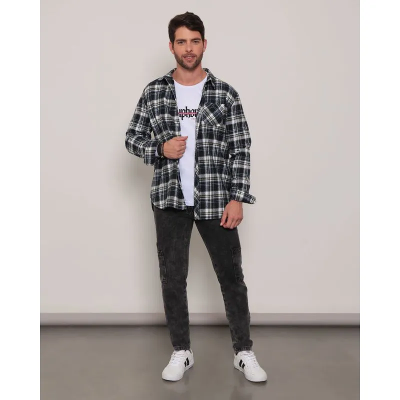 Calça Jeans Masculina Cargo Reta Preta 42