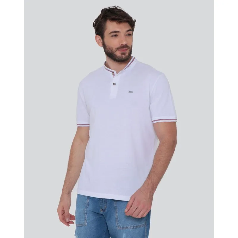 Polo Masculina Gola Chinesa Branca GG