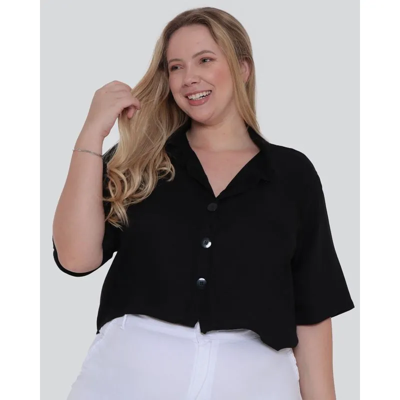 Camisa Plus Size Feminina Mullet Preta G1