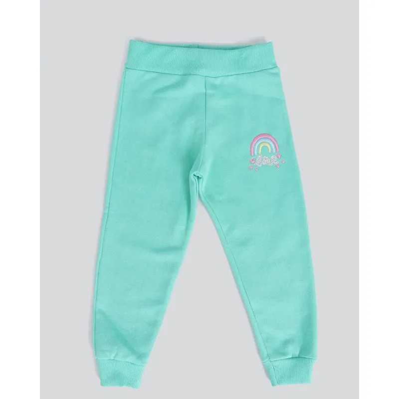 Calça Bebê Moletom Jogger Paetês Verde 3