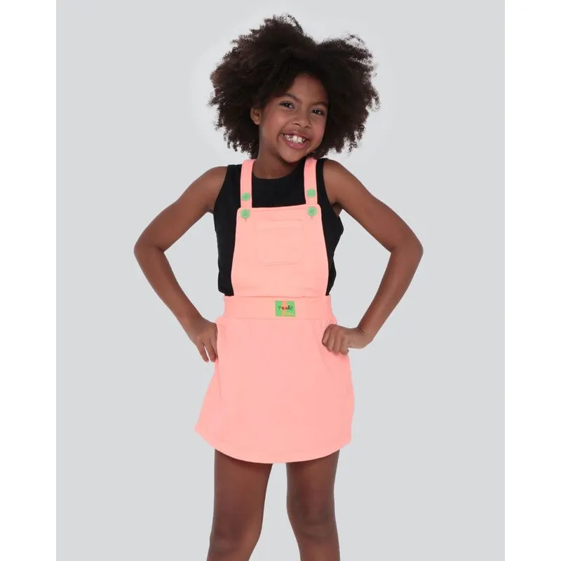 Salopete Moletinho Infantil Com Blusa Neon Laranja 4