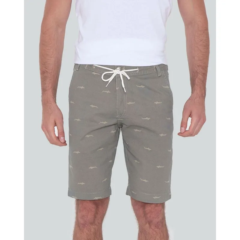 Bermuda Sarja Masculina Estampa Tubarões Verde 36