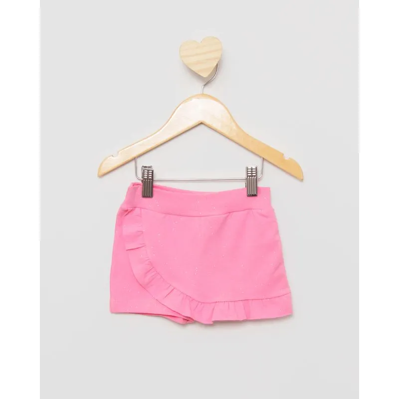 Short Saia Bebê Transpassado com Glitter Rosa 2