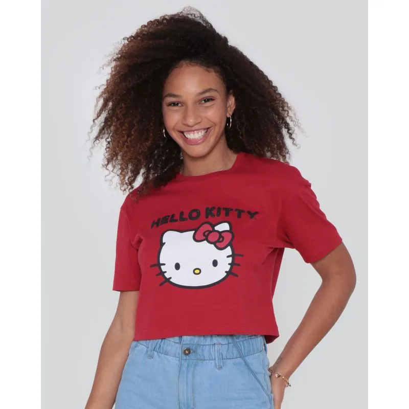 Blusa Feminina Cropped Hello Kitty Vermelha P