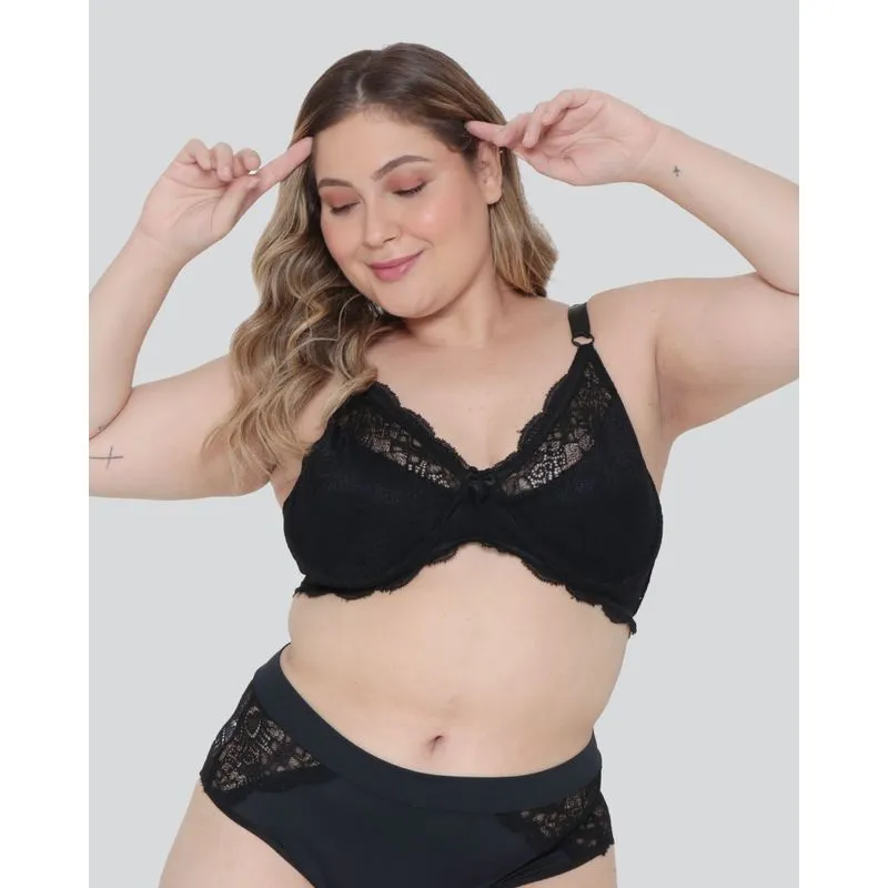 Sutiã Plus Size Feminino Avulso Sem Bojo Preto 46