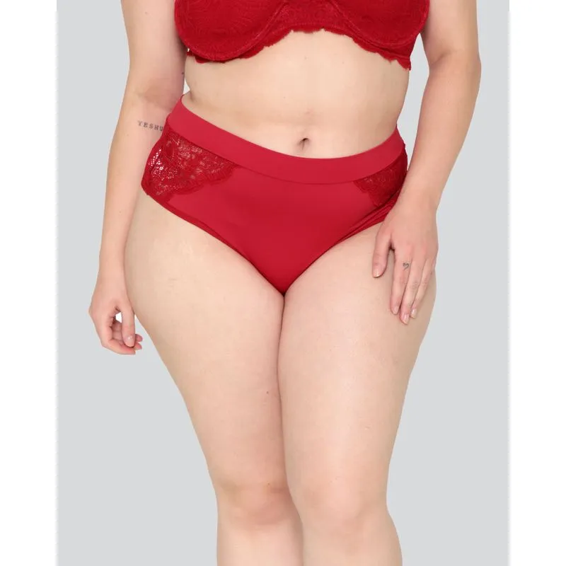 Calcinha Plus Size Fio Recorte Renda Vermelha 46