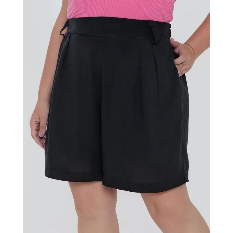 Short Plus Size Feminino Viscose Preto G2