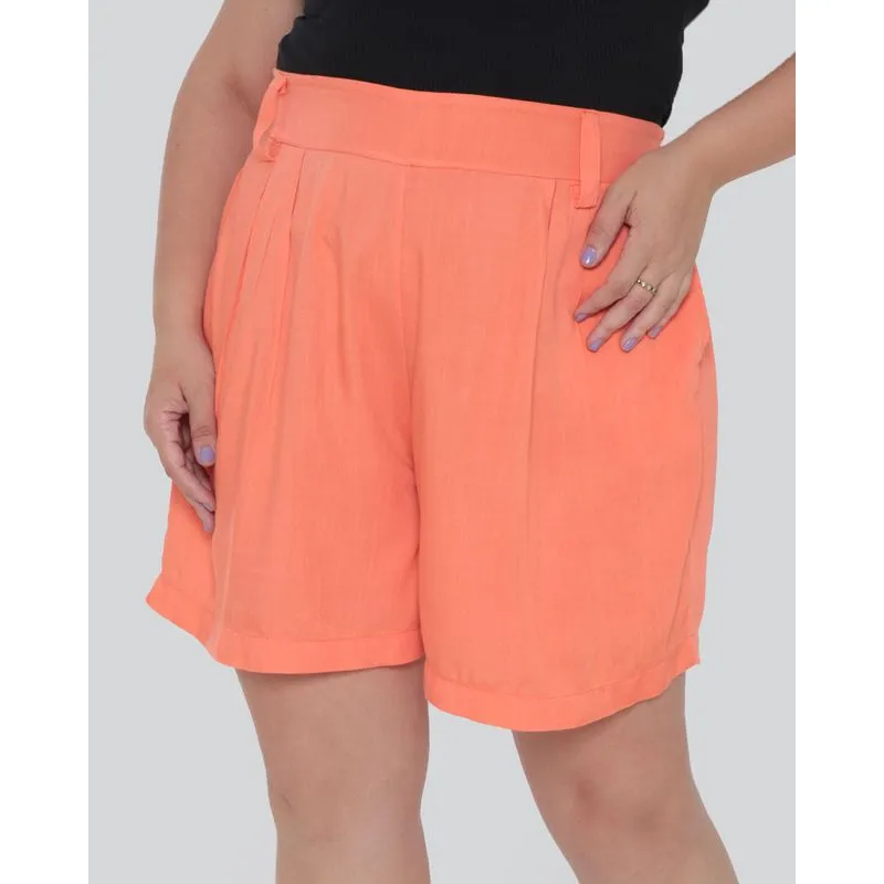 Short Plus Size Feminino Viscose Laranja G1