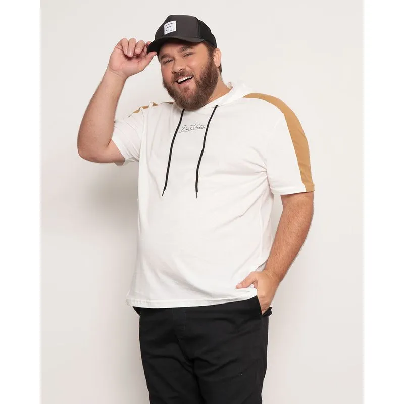 Camiseta Plus Size Masculina Capuz Off White G2