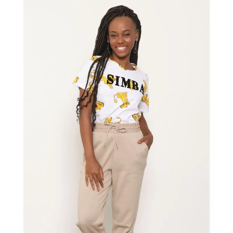Camiseta Feminina Disney Simba Manga Curta Branca GG