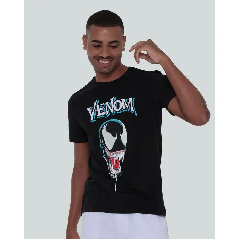 Camiseta Masculina Algodão Marvel Venom Preta M