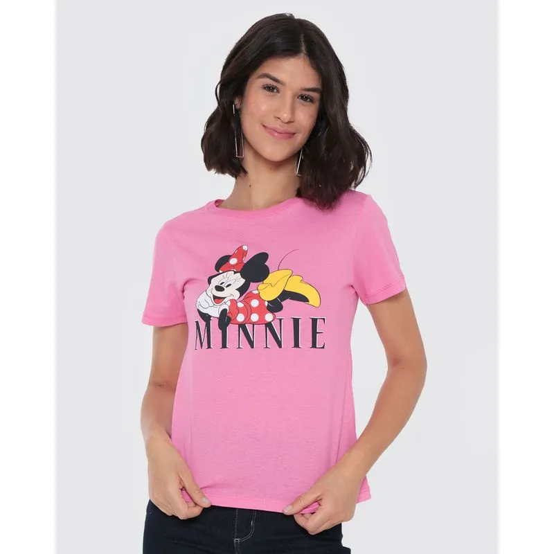 Camiseta Feminina Estampa Minnie Disney Rosa M