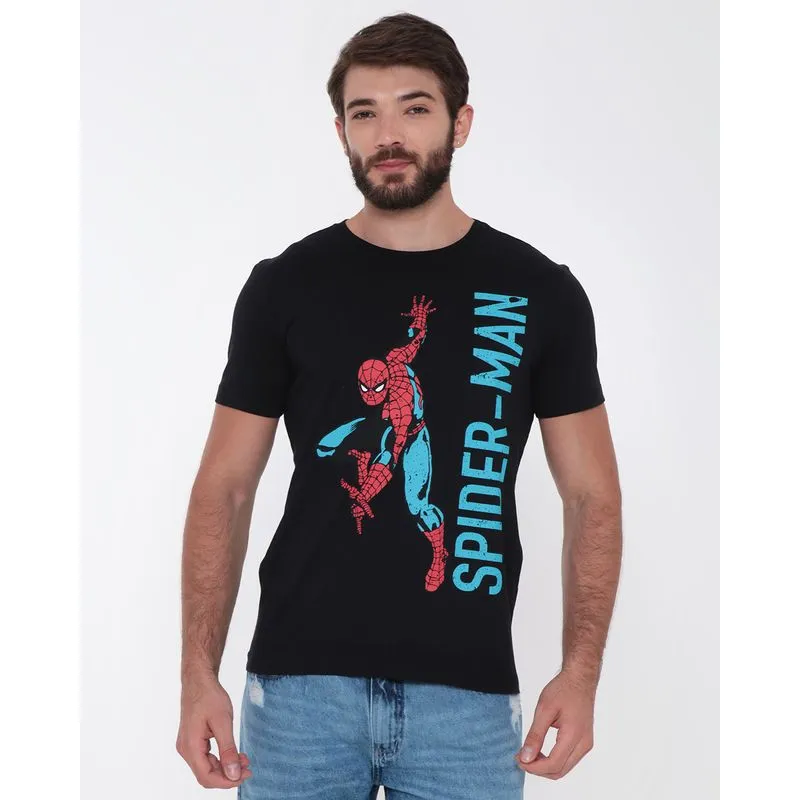 Camiseta Masculina Algodão Marvel Homem Aranha Preta GG