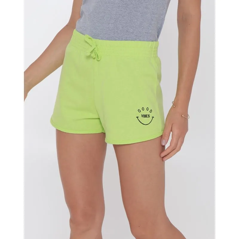 Short Feminino Moletinho Bordado Good Vibes Verde P