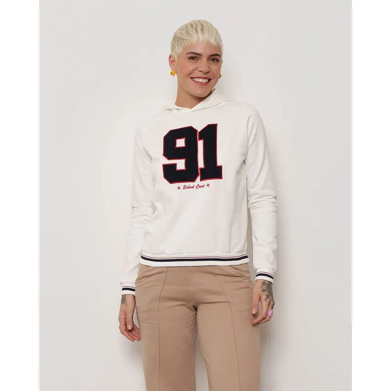 Blusão Moletom Feminino Com Capuz Off White M