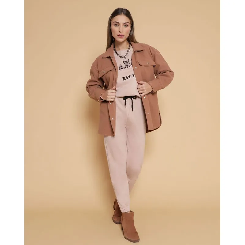Calça Moletom Feminina Jogger Bege P