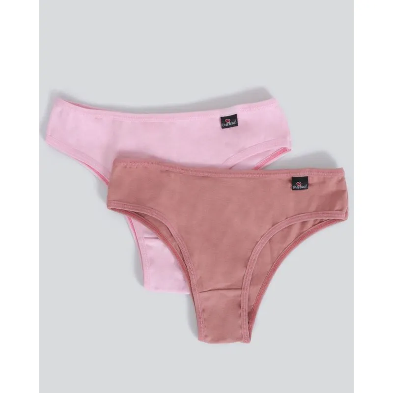 Kit 2 Calcinhas Algodão Biquíni Rosê E Rosa P