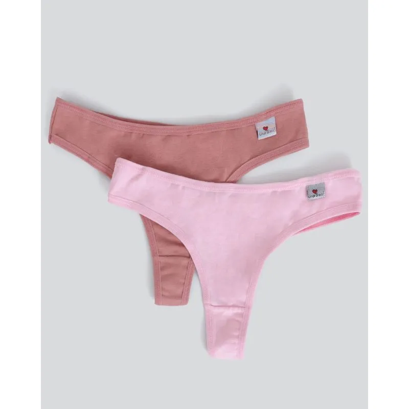 Kit 2 Calcinhas Algodão Fio Dental Rosê E Rosa P