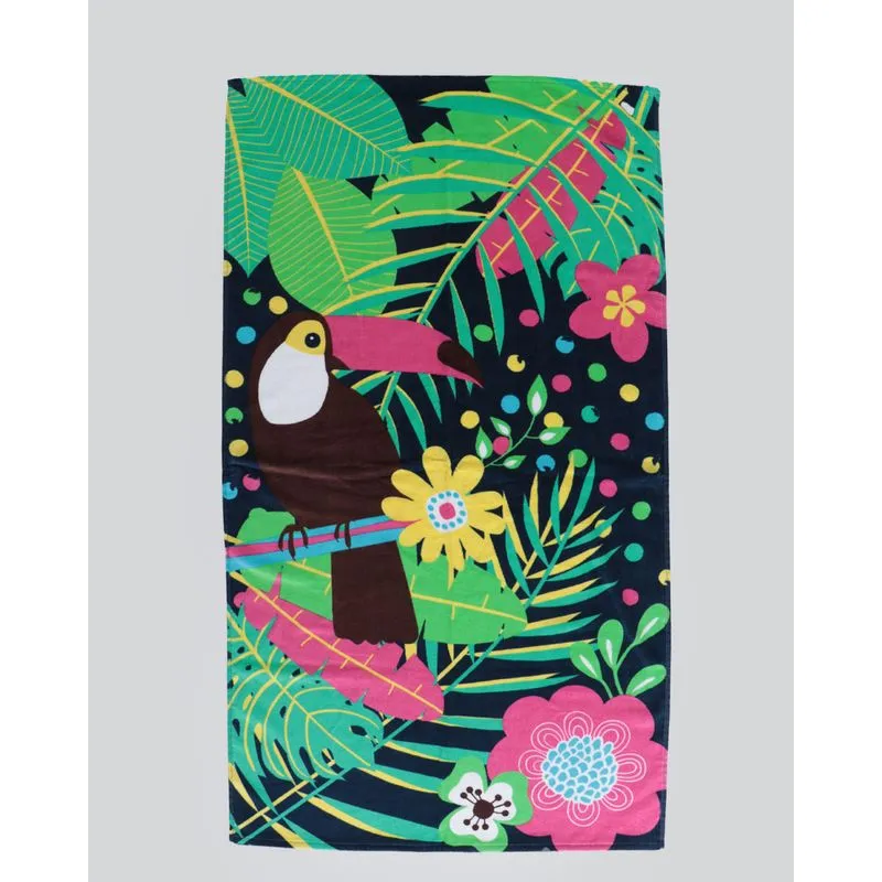 Toalha de Praia Döhler 70cmx130cm Tucano Floral Marinho UN