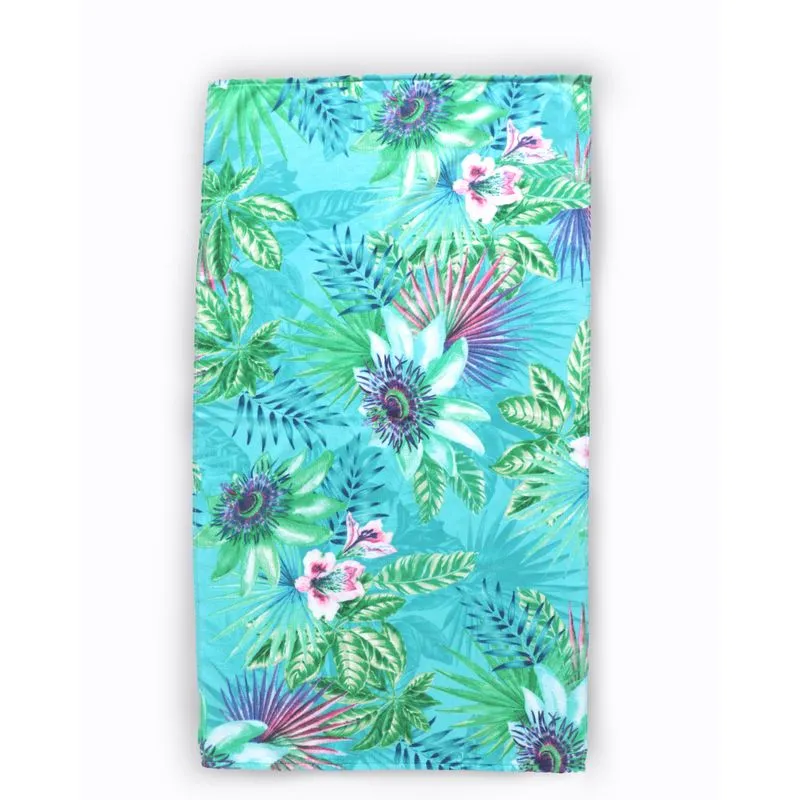 Toalha de Praia Döhler 70cmx130cm Floral Azul UN