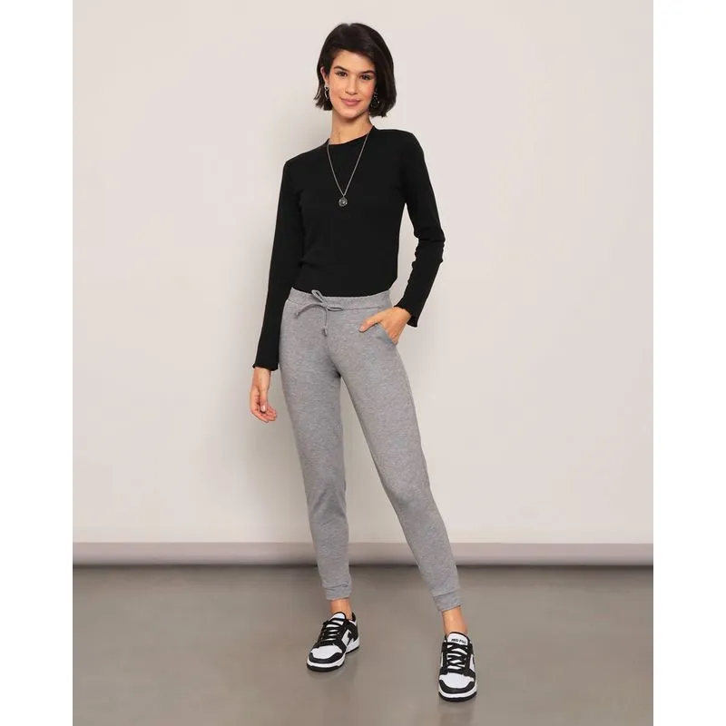 Calça Feminina Moletinho Jogger Cinza P