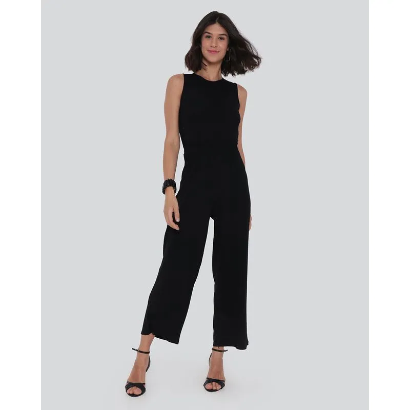 Macacão Feminino Regata Cavado Preto GG