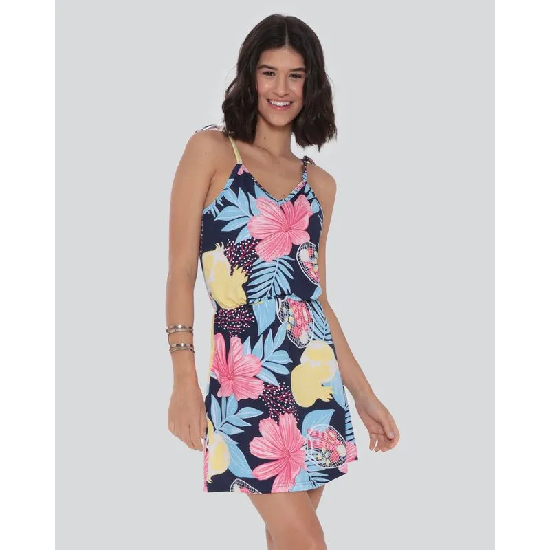 Vestido Curto Alcinha Floral Azul G