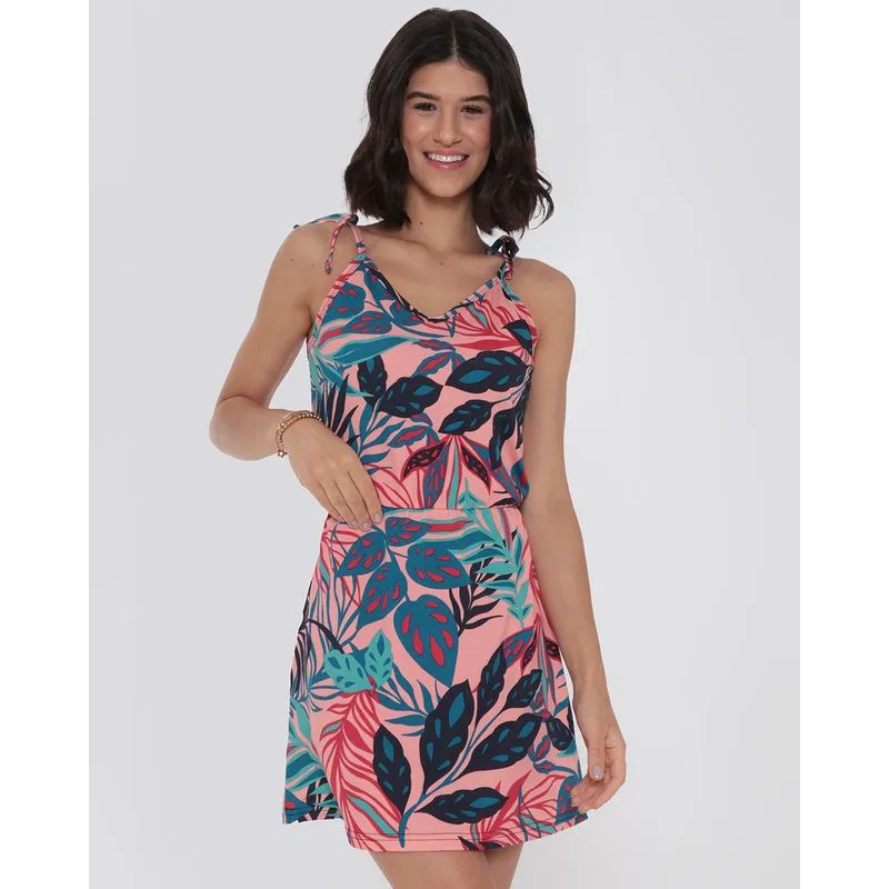 Vestido Curto Alcinha Floral Rosa M