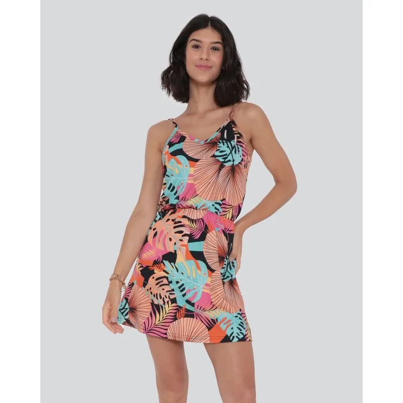 Vestido Curto Alcinha Floral Laranja P