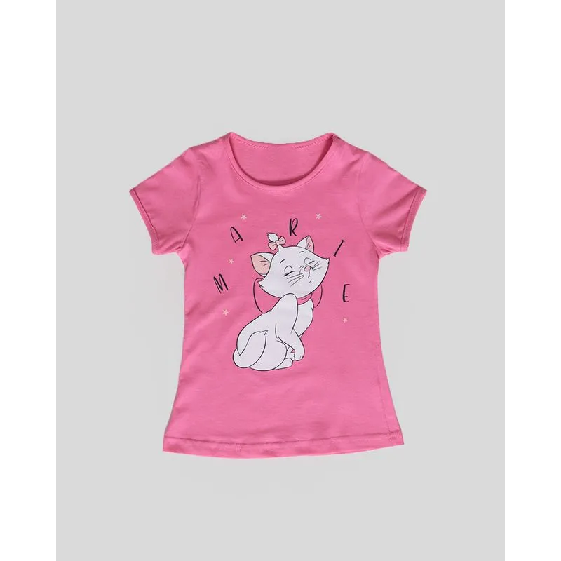 Blusa Bebê Estampa Marie Glitter Disney Rosa 1
