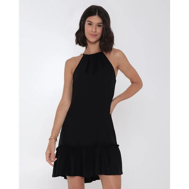 Vestido Curto Alcinha Corrente Preto P