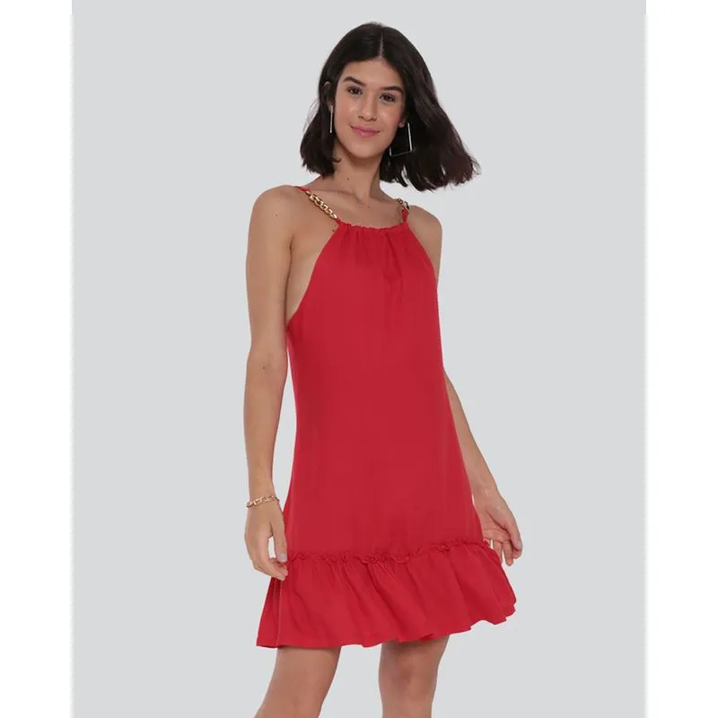 Vestido Curto Alcinha Corrente Vermelho P