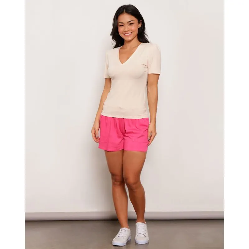 Short Feminino Evasê Com Bolso Rosa GG