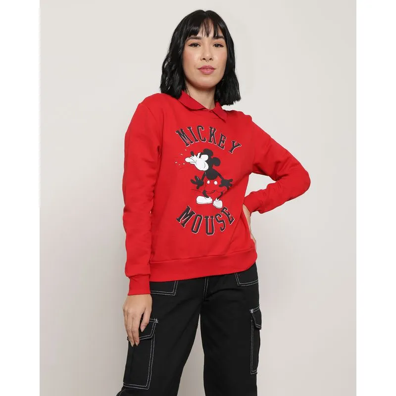 Blusão Moletom Feminino Mickey Disney Vermelho G