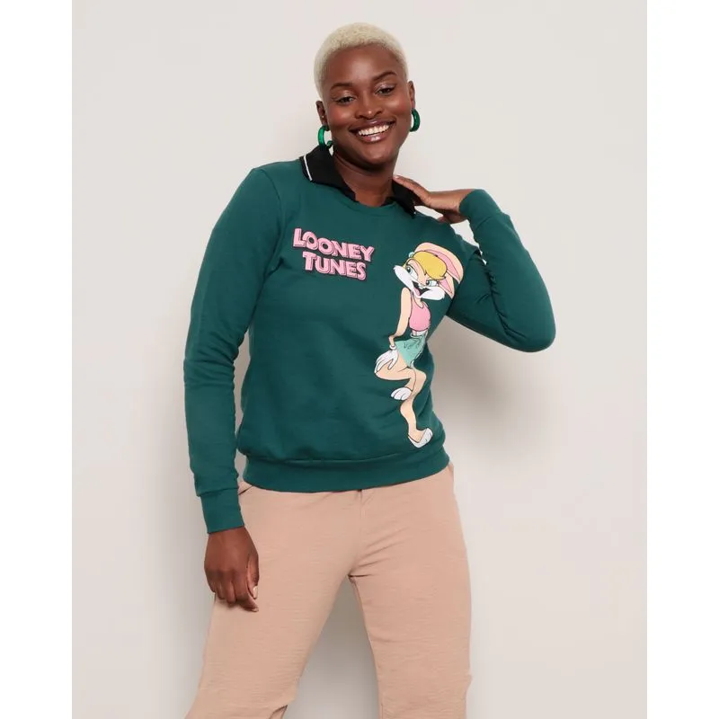 Blusão Moletom Feminino Estampa Lola Looney Tunes Verde P