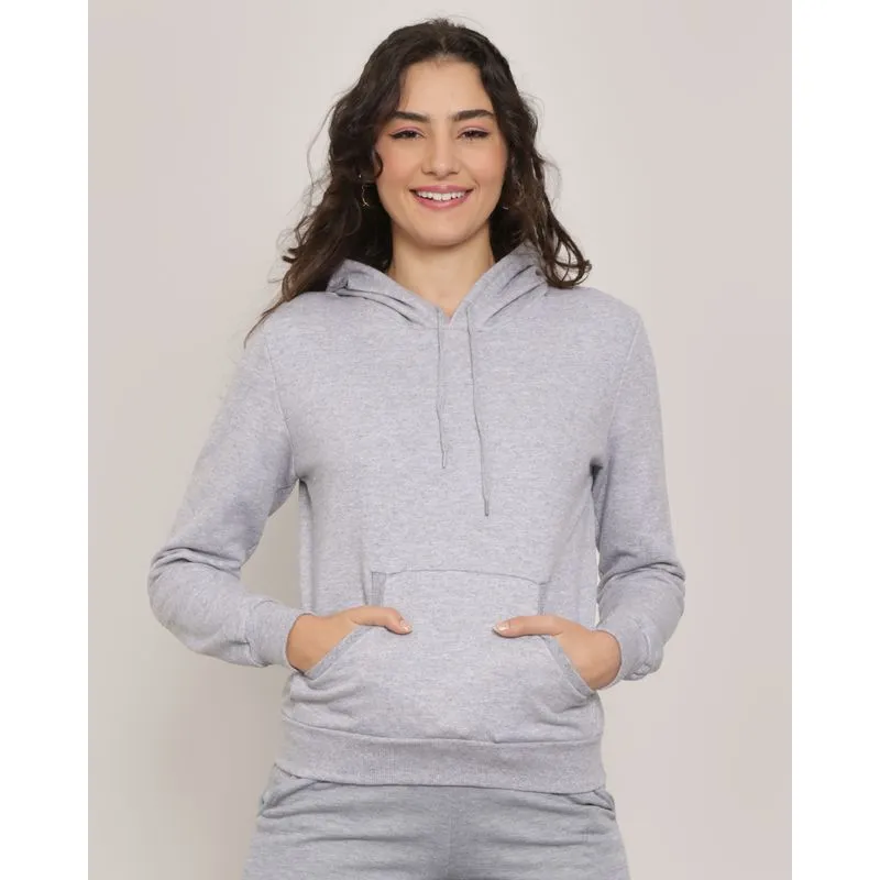 Blusão Moletom Feminino Com Capuz Cinza GG