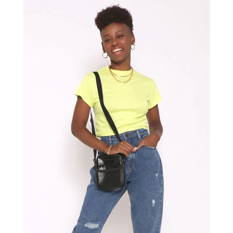 Blusa Cropped Feminina Canelada Neon Verde G