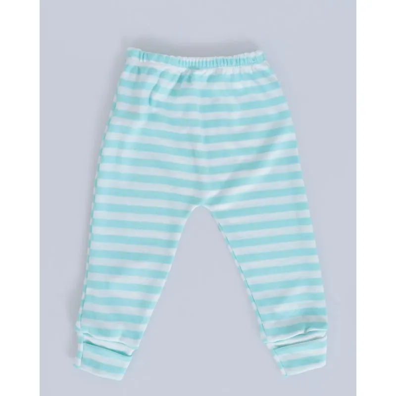 Calça Culote Bebê Vira Pé Listrada Azul P
