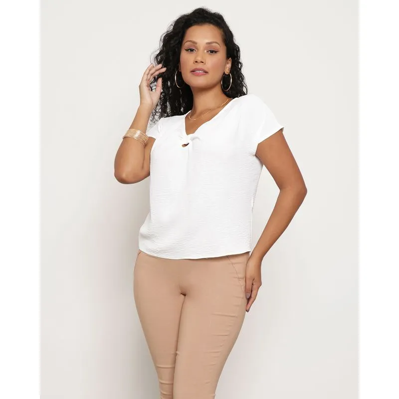 Blusa Feminina Manga Japonesa Off White GG